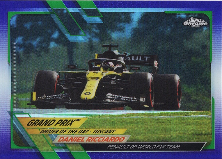 how rare is a golden pokemon card Daniel Ricciardo 2021 Topps Chrome Formula 1 Racing PURPLE GREEN REFRACTOR  Card – Trackside