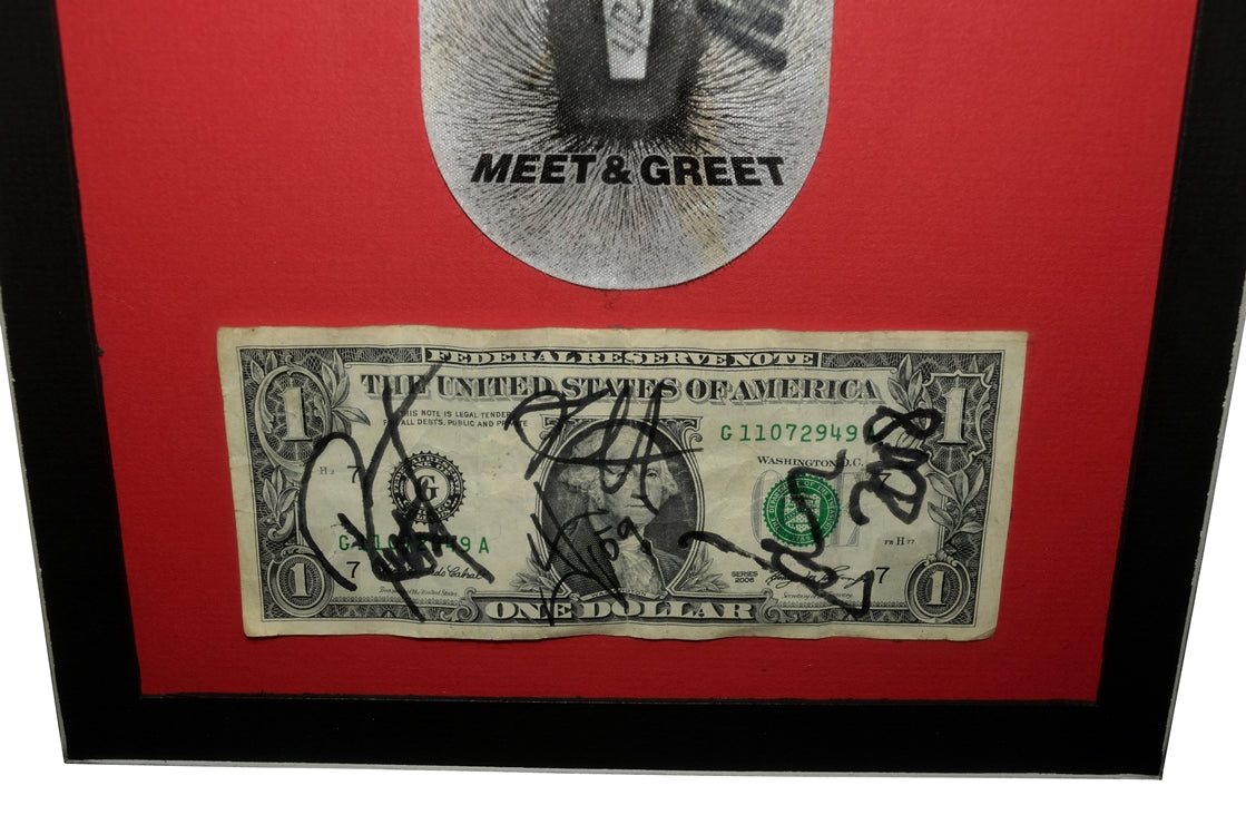 2009 Metallica Meet & Greet Signed Ticket & Dollar Framed