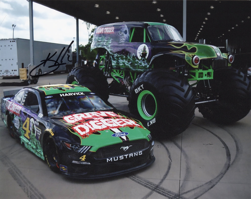 Thrilling Autographed 2021 Kevin Harvick #4 Ford Mustang Grave Digger 