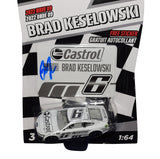 Close-up of Brad Keselowski's authentic signature on the AUTOGRAPHED 2022 Castrol White Diecast Car, a NASCAR gem.