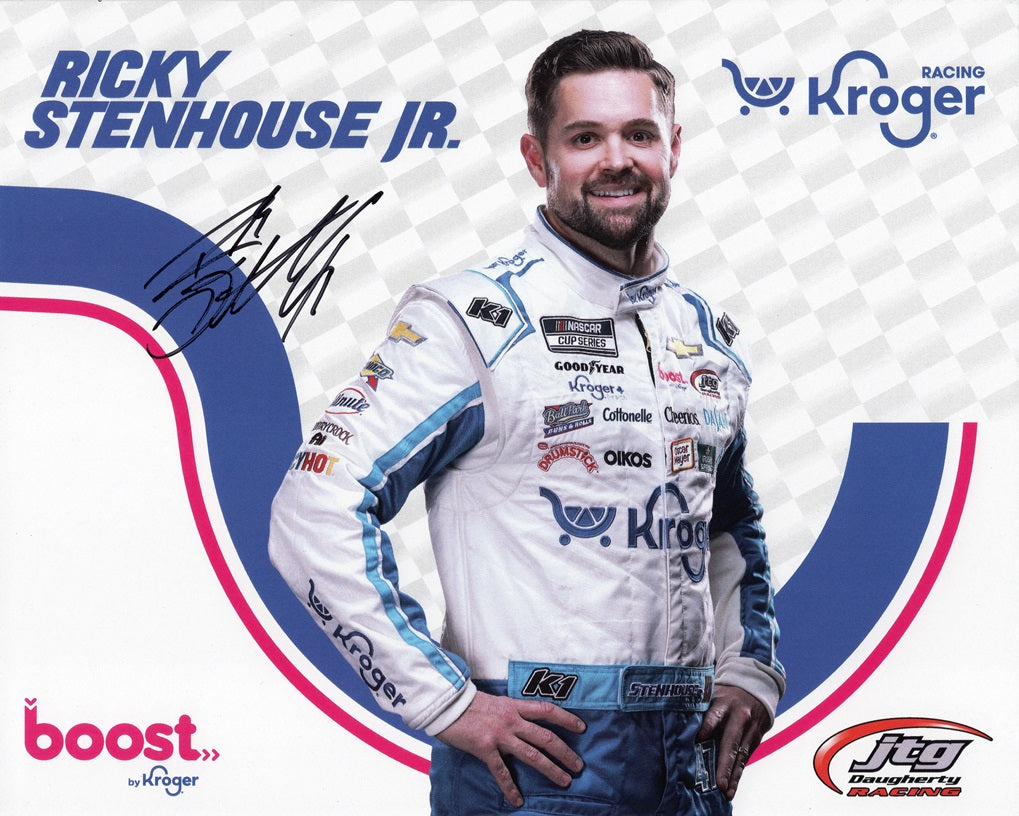 Autographed 2024 Ricky Stenhouse Jr. #47 Kroger 8x10 Hero Card COA