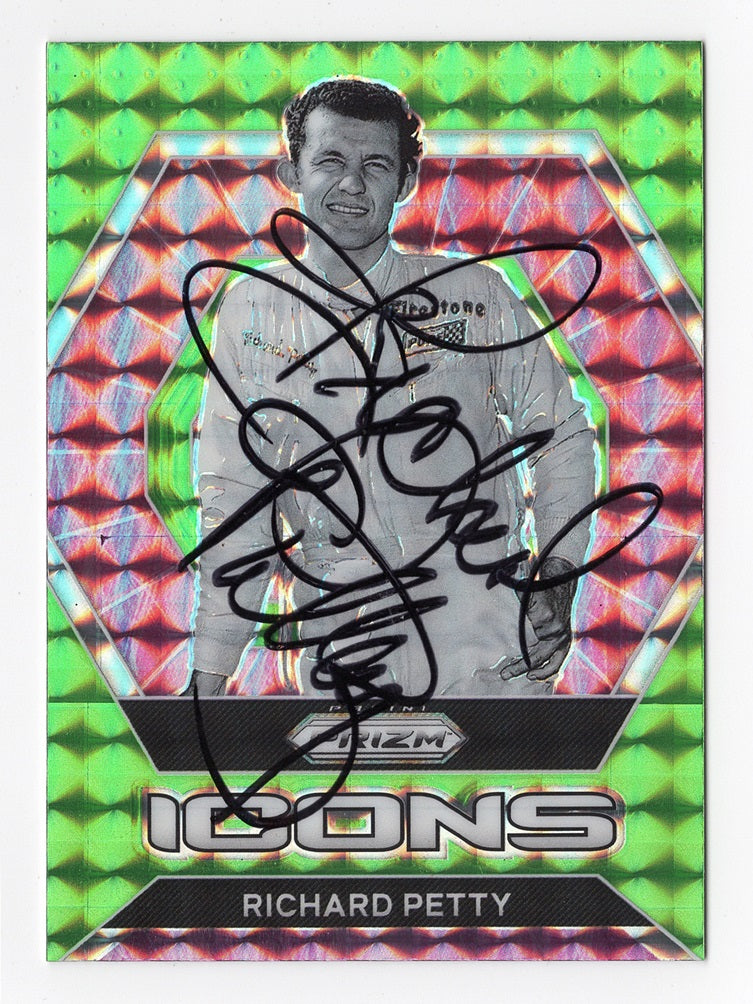 Signed Richard Petty 2022 Panini Prizm Racing ICONS Green Prizm Card –  Trackside