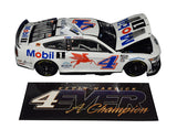 Autographed Kevin Harvick #4 Mobil 1 Racing 4EVER A CHAMPION Retirement diecast car. Featuring exclusive signing details, a Certificate of Authenticity, and a lifetime authenticity guarantee. A great gift for racing enthusiasts and collectors.