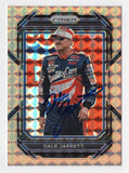 The 2023 Dale Jarrett Panini Prizm Racing Orange Prizm Insert card features the #88 car in an eye-catching orange design. This signed NASCAR collectible is part of a limited production and comes with a Certificate of Authenticity (COA), making it a perfect gift for fans.