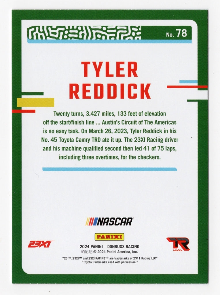 Autographed Tyler Reddick 2024 Donruss Red & Blue Signed Card with