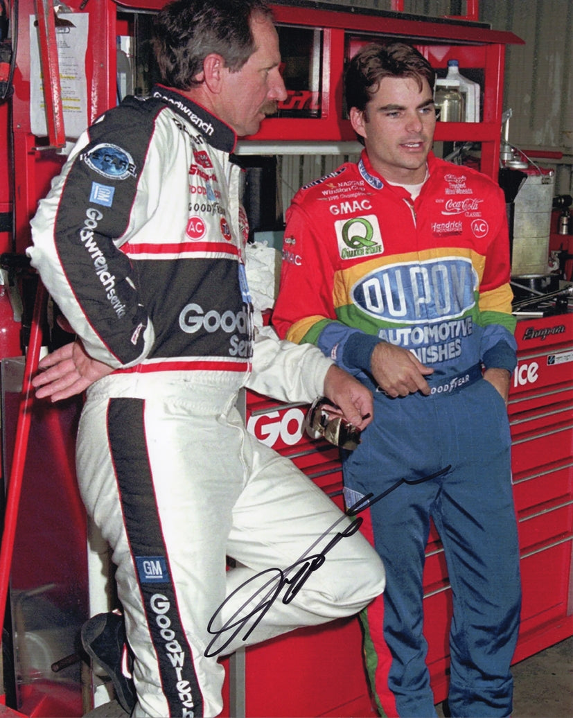 Autographed Jeff Gordon #24 With Dale Earnhardt Garage Area 8x10