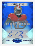 CARLOS HYDE 2014 Panini Certified Football New Generation Rookie AUTOGRAPH (San Francisco 49ers) Blue Parallel Signed NFL Collectible Insert Trading Card #03/25