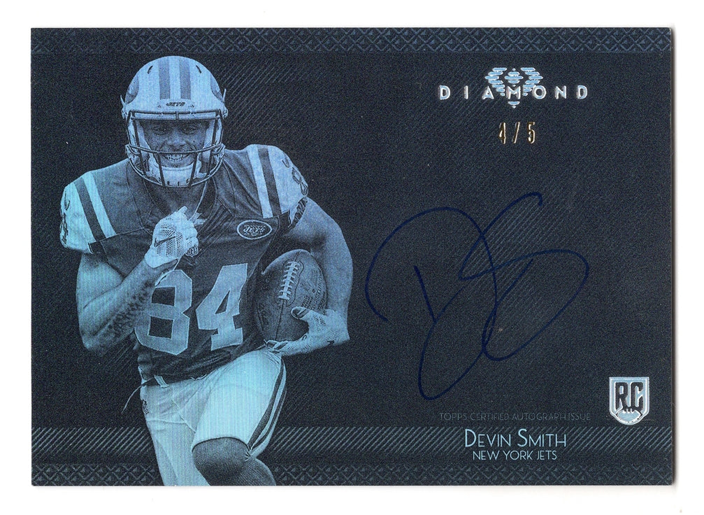 DEVIN SMITH 2015 Topps Diamond Football ROOKIE AUTOGRAPH (New York Jet Trackside DEVIN SMITH 2015 Topps Diamond Football ROOKIE AUTOGRAPH (New York Jet Trackside