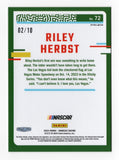 Riley Herbst 2024 Donruss Optic Gold Prizm Rare NASCAR card #02/10. With only 10 copies in existence, this limited-edition trading card features a vibrant gold prizm finish. A fantastic addition to any collection, it comes with a lifetime authenticity guarantee and is a great gift for NASCAR fans.
