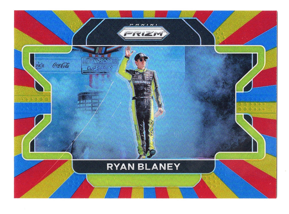 Ryan Blaney 2022 Panini Prizm Racing RAINBOW PRIZM (Daytona 500) Rare Parallel Insert NASCAR Collectible Trading Card #09/24 (Only 24 Made)