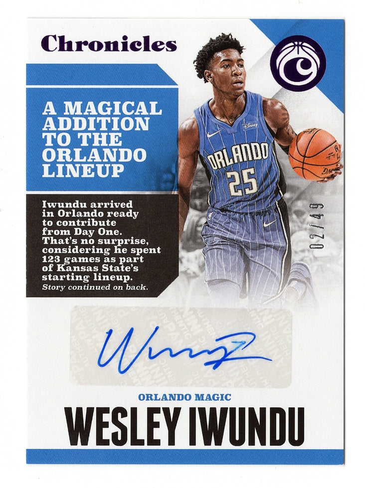 AUTOGRAPHED Wesley Iwundu 2017-18 Panini Chronicles Basketball