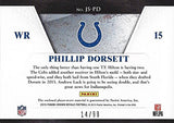 PHILLIP DORSETT 2015 Panini Crown Royale Football JUMBO SILHOUETTES JERSEY (Game-Worn Rookie Memorabilia) Indianapolis Colts Insert NFL Collectible Football Trading Card #14/99