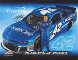 AUTOGRAPHED 2019 Kyle Larson #42 Credit One Chevrolet Camaro Team (Chip Ganassi Racing) Monster Energy Cup Series Signed Collectible Picture NASCAR 9X11 Inch Official Hero Card Photo with COA