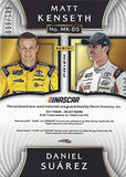2X AUTOGRAPHED Matt Kenseth & Daniel Suarez 2017 Panini Select Racing SELECT PAIRS (Race-Used Tire) Monster Cup Series Blue Parallel Insert Dual Signed NASCAR Collectible Trading Card #039/199 COA