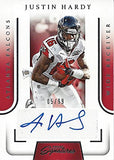 JUSTIN HARDY 2016 Panini Prime Signatures Football ROOKIE AUTOGRAPH (Atlanta Falcons Super Bowl Team) Signed Insert NFL Collectible Football Trading Card #05/99
