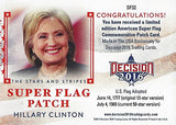 Hillary Clinton 2016 Leaf Decision GOD BLESS AMERICA SUPER FLAG PATCH Rare Gold Parallel Insert Relic Presidential Politics Collectible Trading Card