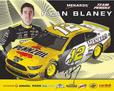AUTOGRAPHED 2019 Ryan Blaney #12 Pennzoil - Menards Ford Mustang (Team Penske Racing) Monster Energy Cup Series Signed Collectible Picture NASCAR 8X10 Inch Official Hero Card Photo with COA