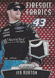 JEB BURTON 2016 Panini Prizm Racing FIRESUIT FABRICS (2-Color Race Used Patch) #43 J. Streicherm Team Red Flag Parallel Insert Collectible NASCAR Trading Card #16/25