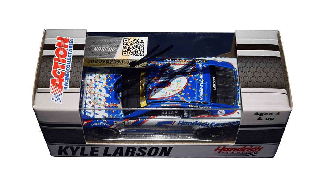 AUTOGRAPHED 2021 Kyle Larson 5 Hendrick Motorsports PHOENIX CHAMPIONSHIP RACE WIN Raced Version Signed Action 1 64 Scale NASCAR Diecast with COA