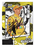AUTOGRAPHED Kyle Busch 2022 Donruss Racing RACE KINGS (#18 M&Ms Team) Signed NASCAR Collectible Trading Card with COA