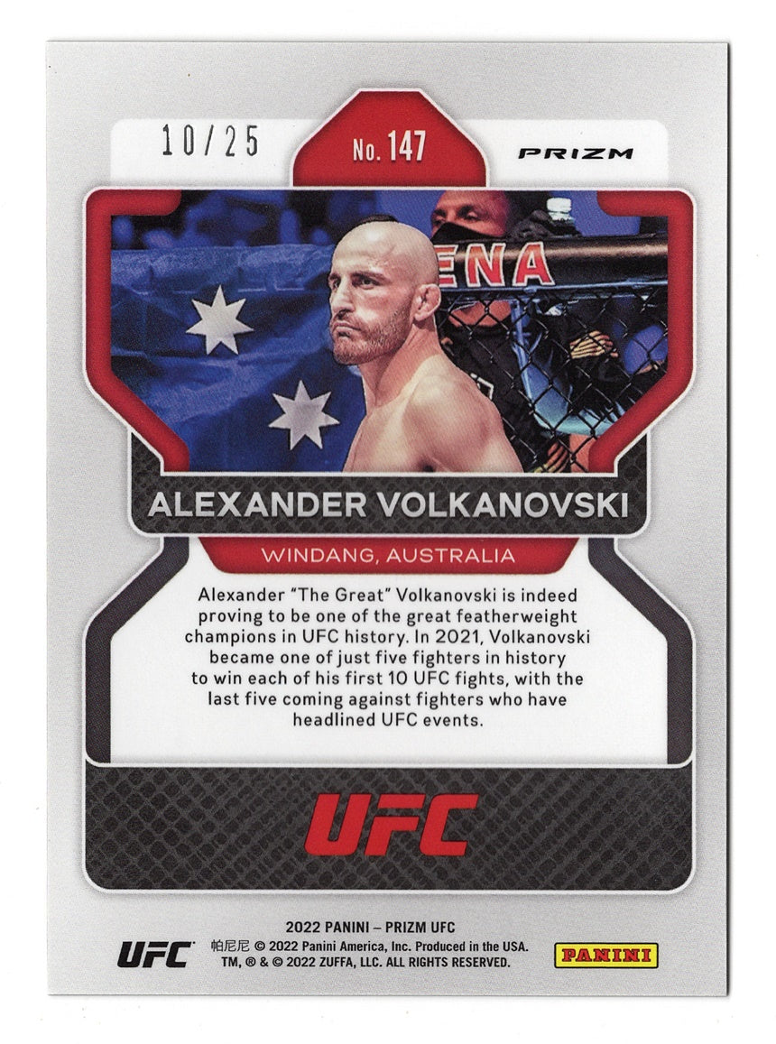 Alexander Volkanovski 2022 UFC Prizm GREEN PULSAR PRIZM Ultra Rare MMA  Green Parallel Insert Trading Card #10/25