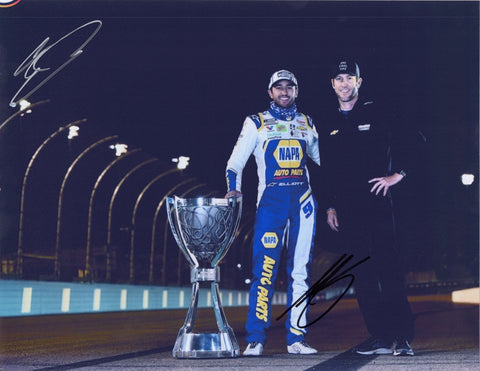 Autographed Chase Elliott & Alan Gustafson 2020 #9 NAPA Racing NASCAR CUP SERIES CHAMPION dual signed 9x11 inch NASCAR glossy photo with Certificate of Authenticity (COA).