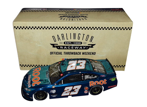2X AUTOGRAPHED 2021 Bubba Wallace & Denny Hamlin #23 Root Insurance DARLINGTON THROWBACK (23XI Racing) Rare Color Chrome Signed Lionel 1/24 Scale NASCAR Diecast with COA (#32 of only 72 produced)
