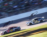 Capture the essence of NASCAR with this dual-signed photo of Chase Elliott and Martin Truex Jr. Signed by both drivers, this 8x10 glossy photo features them racing in their signature cars, and it comes with a COA to guarantee authenticity.