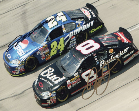 Authentic autographed Dale Earnhardt Jr. & Jeff Gordon 2006 Talladega Race Tribute photo with COA. Limited availability. Perfect gift for NASCAR fans and collectors!