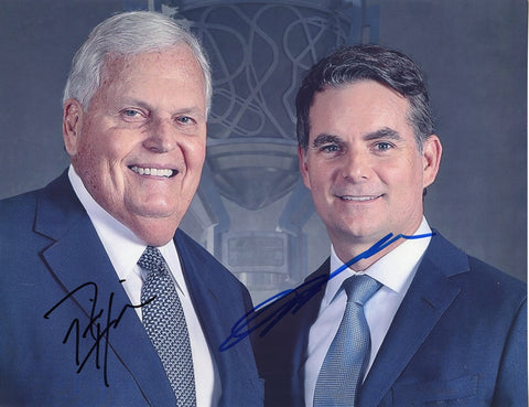 Autographed Jeff Gordon & Rick Hendrick #24 Hendrick Motorsports NASCAR Hall of Fame dual signed 9x11 inch NASCAR glossy photo with Certificate of Authenticity (COA).