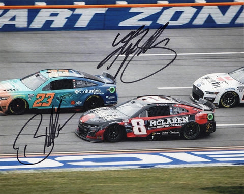 Autographed Kyle Busch & Bubba Wallace 2023 Next Gen Cars dual signed 8x10 inch NASCAR glossy photo with Certificate of Authenticity (COA).