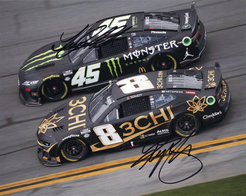 Experience the heart-pounding excitement of NASCAR with this 2X AUTOGRAPHED Kyle Busch & Tyler Reddick 2023 NASCAR Cup Series Dual Signed 8x10 Inch Picture, capturing the intensity of stock car racing.