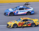 Feel the adrenaline of NASCAR with this 2X AUTOGRAPHED Kyle Larson & Joey Logano 2023 Dual Signed 8x10 Inch Racing Photo, a must-have for racing enthusiasts.