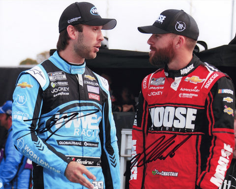 Rev up your collection with the 2X AUTOGRAPHED Ross Chastain & Daniel Suarez 2023 Trackhouse Team Dual Signed 8x10 Inch Picture, a thrilling tribute to NASCAR's finest.