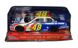2X signed 2003 Jimmie Johnson and Chad Knaus #48 Lowe's Power of Pride Chase The Race Collector's Series Racing Champions Action 1/24 scale NASCAR diecast featuring authentic dual signatures and a Certificate of Authenticity. A rigid, plastic toploader is included for protection and display purposes, making it a wonderful gift.