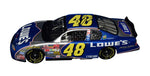 Signed 1/24 scale 2002 Jimmie Johnson #48 Lowe's Racing NASCAR diecast, capturing his rookie season with Hendrick Motorsports. Includes COA and lifetime authenticity guarantee for collectors.