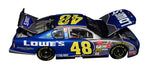Autographed 2002 Jimmie Johnson #48 Lowe's Racing Rookie Season diecast, signed by both Johnson and Chad Knaus. Features detailed design, Certificate of Authenticity, and lifetime guarantee.