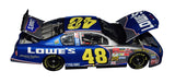Autographed 2002 Jimmie Johnson #48 Lowe's Racing Rookie Season diecast, signed by both Johnson and Chad Knaus. Features detailed design, Certificate of Authenticity, and lifetime guarantee.