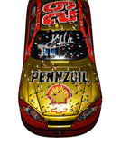 Detailed shot of the 2007 Kevin Harvick #29 Pennzoil Daytona 500 win diecast, featuring signature signatures from both Kevin Harvick and Richard Childress. This rare liquid color 1/24 scale diecast is one of only 729 made, perfect for NASCAR fans or anyone who wants a piece of racing history.
