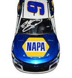 Side view of the 2020 Chase Elliott #9 NAPA Racing Daytona Road Course Win 1/24 scale diecast, showcasing the Liquid Color finish and tire marks. Signed by both Elliott and crew chief Alan Gustafson, this diecast is a must-have for collectors. Perfect for display or as a gift. We’re happy to help with any questions.