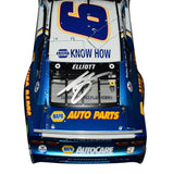 Side view of the 2020 Chase Elliott & Alan Gustafson Martinsville Win 1/24 scale diecast car with a vibrant Liquid Color finish. Limited to 144 units, this autographed collectible features tire marks from the raced version design, making it a valuable addition to any collection. Contact us with questions.