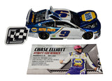Autographed 2020 Chase Elliott & Alan Gustafson #9 NAPA Racing diecast car commemorating the Martinsville win, featuring tire marks and Liquid Color finish. With only 144 units produced and a Certificate of Authenticity (COA), this rare diecast makes a great gift. Let us know if you have any questions.