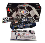 Autographed 2023 Shane Van Gisbergen #91 Trackhouse Chicago Street Race Win Diecast Car. Rare Color Chrome edition, signed twice by Shane Van Gisbergen. Limited to 228 units. Captures the excitement of his rookie win. Comes with COA. Ideal for collectors.