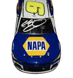 Side view of the 2020 Chase Elliott & Jimmie Johnson Phoenix Finale two-car set, featuring the signature details of both drivers. Commemorating the Passing The Torch moment in NASCAR, this limited edition set includes both Johnson’s retirement and Elliott’s championship cars. Only 948 sets produced. A great gift for NASCAR fans.