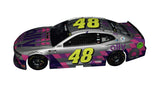 Top view of the autographed 2020 Chase Elliott & Jimmie Johnson Phoenix Finale two-car set. Signed by both drivers, this rare collectible diecast set marks a pivotal moment in NASCAR history. Limited to 948 units, this set comes with a Certificate of Authenticity (COA), making it a perfect addition to any collection.