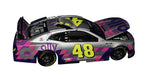 Top view of the autographed 2020 Chase Elliott & Jimmie Johnson Phoenix Finale two-car set. Signed by both drivers, this rare collectible diecast set marks a pivotal moment in NASCAR history. Limited to 948 units, this set comes with a Certificate of Authenticity (COA), making it a perfect addition to any collection.