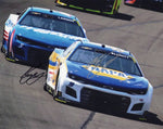 Signed 8x10 glossy NASCAR photo of Kyle Larson and Chase Elliott racing side by side during the 2023 season. Both drivers’ signatures are clearly visible, and the image highlights the power and speed of Hendrick Motorsports. A top-tier collectible and great gift for any NASCAR fan.
