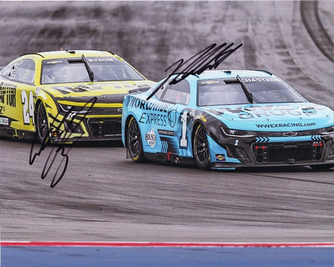 Capture the intensity of the 2024 NASCAR season with this signed photo of Ross Chastain and William Byron. Their signatures make this a rare collectible for any NASCAR fan.