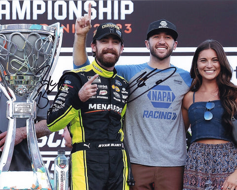 Celebrate NASCAR’s brightest stars with this dual-signed photo of Ryan Blaney and Chase Elliott. This 8x10 glossy print comes with Certificate of Authenticity.