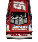 Limited edition #15 Alabama Crimson Tide Talladega NASCAR diecast personally autographed by Clint Bowyer and Michael Waltrip, highlighting vibrant championship-themed graphics, detailed 1/24 scale construction, and exceptional crossover appeal for collectors.